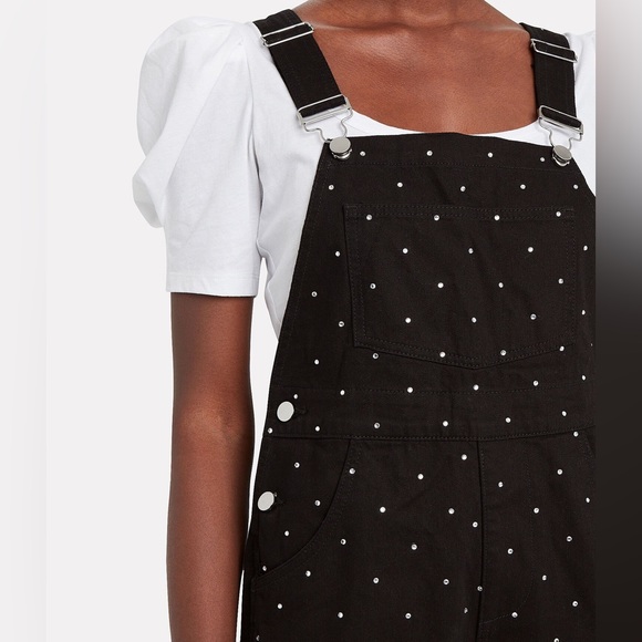 WEWOREWHAT crystal embellished black overalls L NWT - Picture 2 of 13